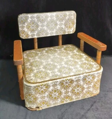 Asiento elevador vintage retro años 70 madera vinilo bebé niño Foto 1 de 4