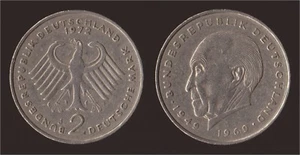 GERMANIA GERMANY 2 MARK 1972 J KONRAD ADENAUER - Picture 1 of 1
