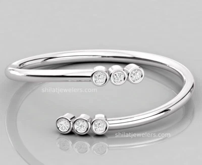 Anillo de compromiso de boda de diamantes joyas reales de oro blanco de 14 k Foto 1 de 4