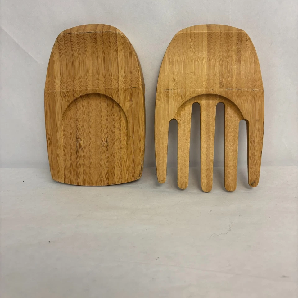 Pampered Chef Tongs Salad Tossing Serving Claws Bamboo Wood # 2288 - Image 1 of 4