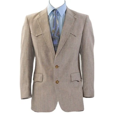 Blazer Occidental Vintage Años 90 Taupe Pastel Rayas Para Hombres 40L Vaquero Rodeo Abrigo Deportivo Foto 1 de 4