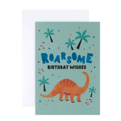 Kids Birthday Card - Dinosaur 'Roarsome Birthday Wishes' Hallmark - New - image 1 of 4