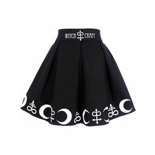 Witchcraft Moon Magic Spell Symbol Pleated Party Mini Skirt Goth Witch 12-16