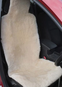 Cubierta de asiento de automóvil natural de piel de oveja acolchada respaldo acolchado ajuste universal - Imagen 1 de 2