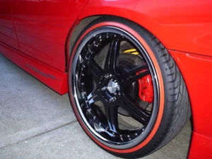 4X15" Black&Red Port-o-wall tyre insert trim set VW BUG PRE BEETLE - Picture 1 of 5