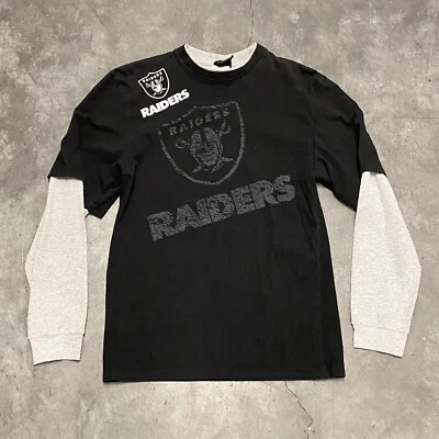 Camisa masculina preta manga longa em camadas tamanho Youth XL - Las Vegas Raiders NFL - Imagem 1 de 4