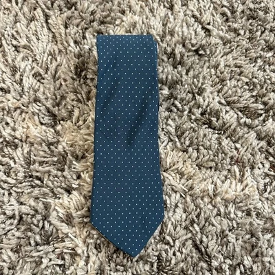 Corbata de seda vintage Guy Laroche azul verdoso a lunares Foto 1 de 4
