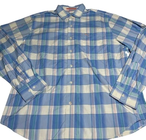 Camicia Tommy Bahama The Siesta Key uomo LT/GT manica lunga con bottoni blu check - Foto 1 di 11