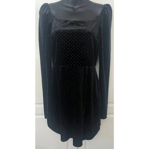 Mi Ami schwarzes Velourskleid mit silberfarbenen Punkten Langarm Gr. M - Bild 1 von 10