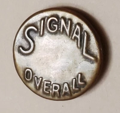 Bb 11/16" SIGNAL OVERALL Antique Wobble Shank Overall BUTTON - Image 1 of 2