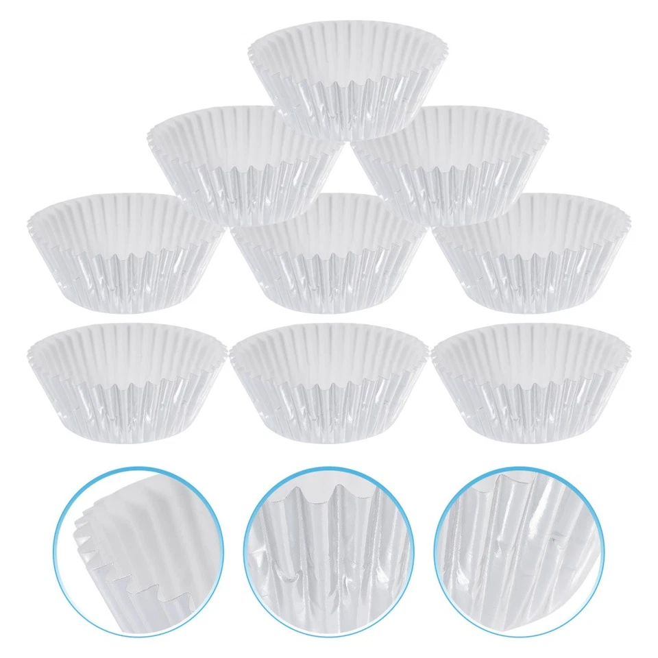  100 Pcs Stampo Muffin Pirottini Argento Per Cupcake Cuppa Di Torta - Immagine 1 di 4