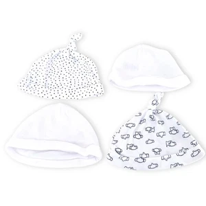 4 x Baby Unisex Girls Boys Black White 100% Cotton Hats Age 0-3 months - Picture 1 of 2