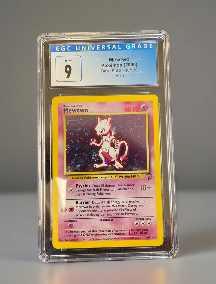 Pokemon CGC 9 MINT 1999 Mewtwo 10/130 Base Set 2 Holo Card - Image 1 of 1
