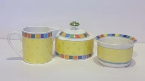 Villeroy & Boch TWIST Alea Limone Covered Sugar Bowl And Creamer & Ramekin Bowl - Picture 1 of 5