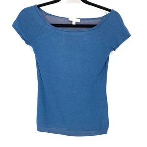 Kookai Kurzarm-Pullover Oberteil mit U-Boot-Ausschnitt Damengröße 1 US Small blau *LESEN - Bild 1 von 7