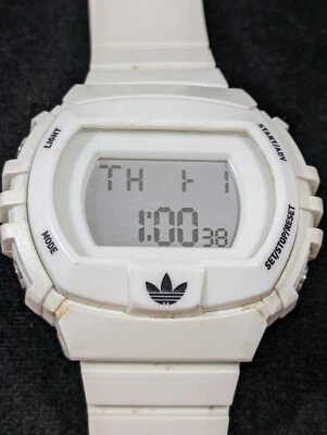 Adidas ADH6125 Digital Day Date Alarm Chrono Light Up White Band Watch 8 Inch - Image 1 of 4