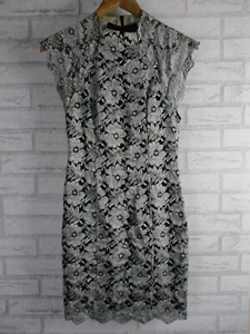 Lover the Label womens mini dress silver floral lace 8 short sleeve - Picture 1 of 11