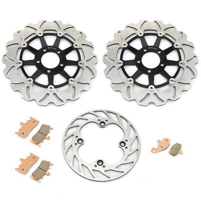 3PCS Front Rear Brake Rotors Discs Pads For Kawasaki Ninja ZX-9R ZX900 2000 2001 - Image 1 of 4