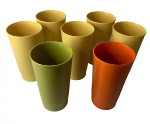 Menge 7 Vintage Tupperware 12 Unzen Becher Nr. 873 Ernte Herbstfarben - Bild 1 von 6