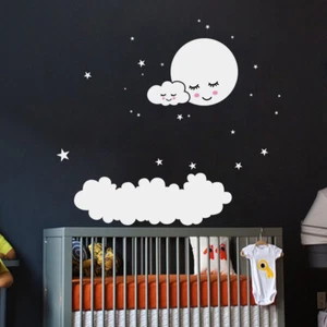 Wandaufkleber Wandtattoo Wandsticker Gute Nacht Mond Wolke Stern Kinder Baby  - Bild 1 von 1