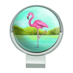 Pink Flamingo in Water Golf Hat Clip With Magnetic Ball Marker - Picture 1 of 6