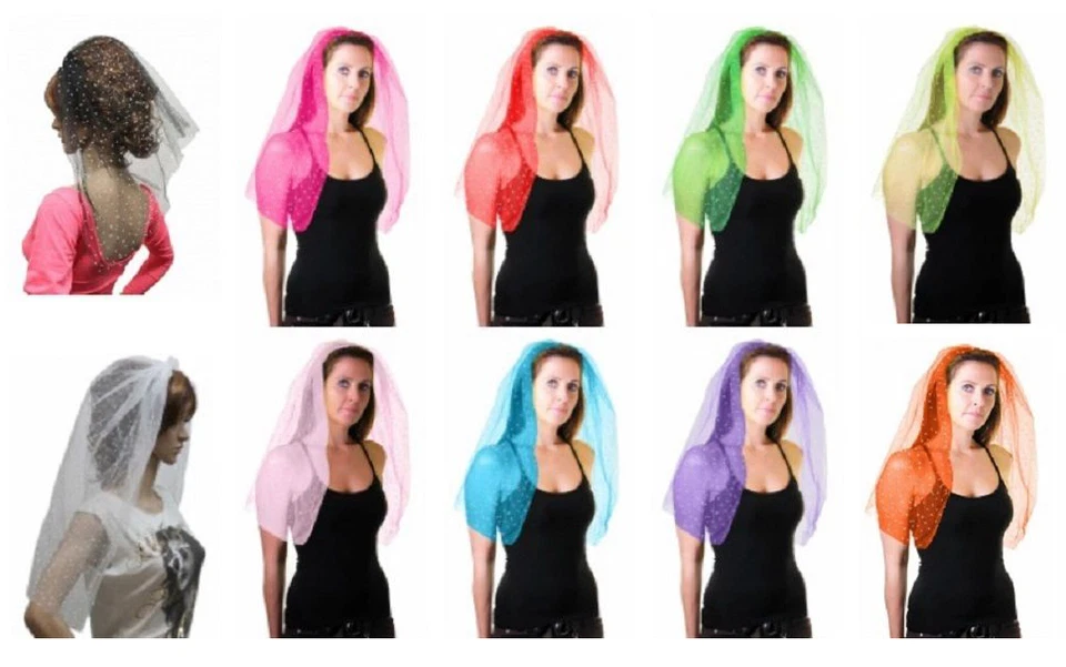 SEQUIN AND PLAIN VEIL ON HAIR BAND HEN NIGHT AND WEDDING FANCY DRESS ACCESSORY - Image 1 of 1