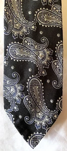 HICKEY-FREEMAN Hand-Folded Neckwear, Italian Silk, Black Paisley Design, NWOT - Picture 1 of 7