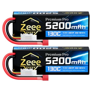 2x Zeee 7.4V 130C 5200mAh 2S Lipo Battery T Plug for RC Car Truck Buggy Truggy - Picture 1 of 7