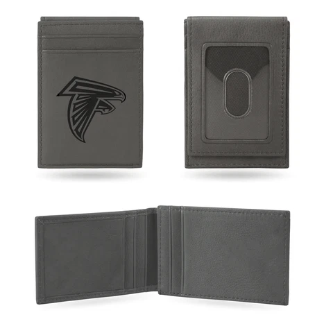 NFL ATLANTA FALCONS WALLET GRAY FRONT POCKET LASER ENGRAVED Cover