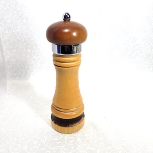 William Bounds Adjustable Two Tone Wood and Chrome Salt/Pepper Grinder 9" - Picture 1 of 11