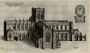 Chester Catherdral St. Werburg England U.K. 1655 antique D. King engraved print - Picture 1 of 2