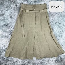 LE KASHA France Women’s Karut Safari Tan Orangic 100% Linen Maxi Belted Skirt M