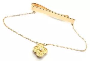Autentico! Clip cravatta Van Cleef & Arpels oro giallo 18k diamante vintage alhambra - Foto 1 di 9