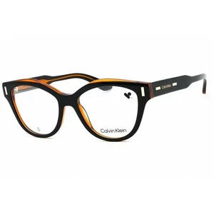 Calvin Klein Women's Eyeglasses Black/Brown Acetate Cat Eye Frame CK23541 008 - Picture 1 of 2
