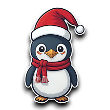 Carino Pinguino Con Santa Cappello Vinile Adesivo Per Finestrino Laptop 110x68mm