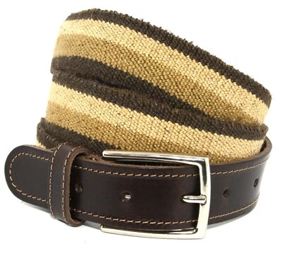 Cintura Elastica Uomo vera Pelle Marrone Beige Cinta Donna in Cuoio di da 3 cm - Immagine 1 di 4