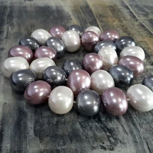 Shell Pearl Bead, Oval,  Lilac, 12-13x15-16x12mm, Approx 30pce, Free Postage - Picture 1 of 3