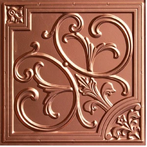 # 204 - Copper 2'x2' PVC Faux Tin Decorative Ceiling Tile Panels Glue Up/Grid - Picture 1 of 2