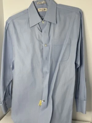 John W Nordstrom Blue Cotton 16.5-33 Checkered Button Down Long Sleeve Shirt - Image 1 of 3