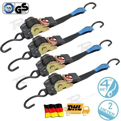 4 Stk Automatik Zurrgurt Spanngurt mit Ratsche & S-Haken 2,0m x 25mm 150/200 daN - Bild 1 von 4