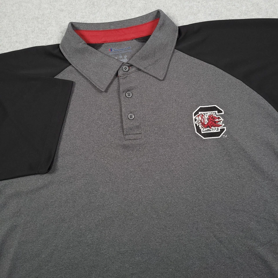 South Carolina Gamecocks Shirt Men Large Gray NCAA Logo Polo Performance Stretch - Image 1 of 4