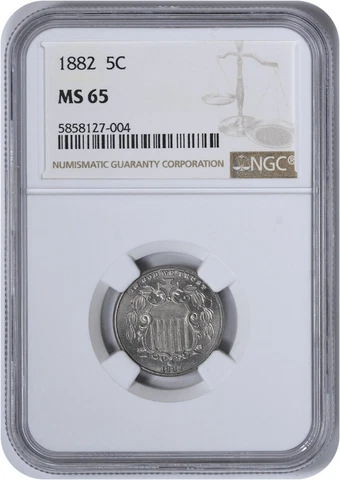 1882 Shield Nickel MS65 NGC Cover