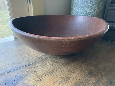 NICE! Antique 18th 19th C Turned Maple Wood Large 17” DOUGH BOWL NICE Patina - Image 1 of 4