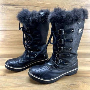 Sorel Womens Boots Size 7.5 Tofino Tall Snow Waterproof Faux Fur Tall Snow Black - Picture 1 of 11