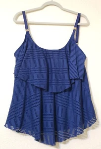 24th & Ocean Häkel Tankini Oberteil Damen Badeanzug dunkelblau Größe 20W - Bild 1 von 9