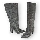 INC International Concepts Boots Paiton Block Heel Pewter Crystal Womens Size 6M