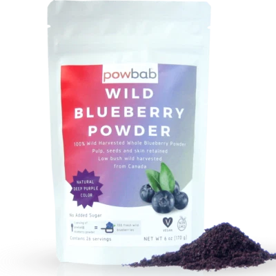 Polvo de arándanos silvestres Powbab: 100 % arándanos silvestres enteros (6 oz) sin OGM, vegano Foto 1 de 4