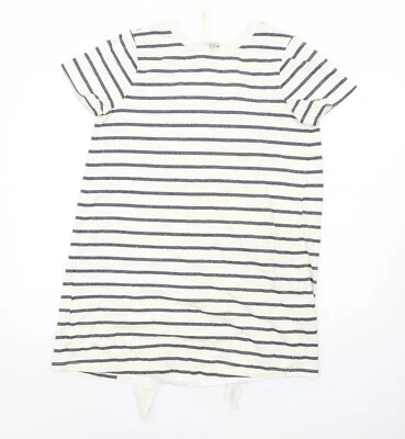 Clu Mujer Marfil Rayas Algodón Camiseta Vestido Talla M Cuello Redondo Pullover Foto 1 de 4