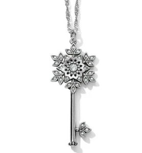 NWT Brighton GLINT SNOWFLAKE KEY Necklace Pendant Crystal Silver MSRP $78 - Picture 1 of 5