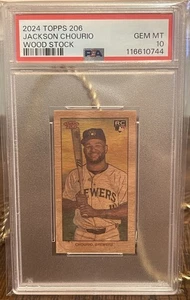 2024 Topps 206 Jackson Chourio Wood Stock PSA 10  POP 3 - Picture 1 of 3